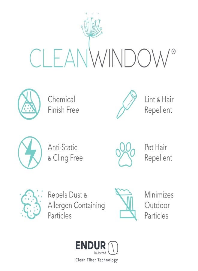 Clean Window ستارة شفافة مضادة للغبار، بنمط تويل مخطط، مناسبة للحيوانات الأليفة ومضادة للحساسية، مقاس 52 × 84 بوصة، لون رمادي - Image 2
